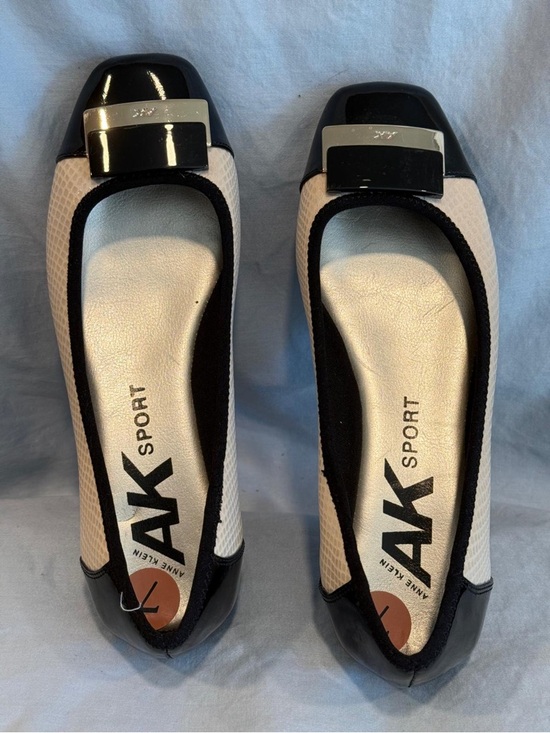 Anne Klein Shoes - Anne Klein Two-Tone Black and Cream Patent Trim Ballet Flats